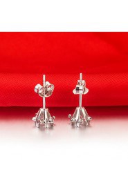 Stud Earrings Women Platinum/Sterling Silver Earring Diamond