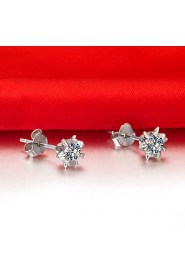 Stud Earrings Women Platinum/Sterling Silver Earring Diamond