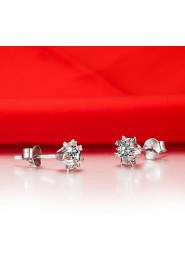 Stud Earrings Women Platinum/Sterling Silver Earring Diamond