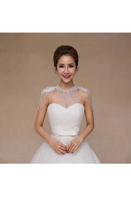 Wedding Wraps Collars Sleeveless Sequined Ivory Wedding Crystal / Pearls