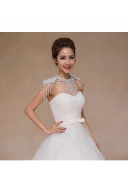 Wedding Wraps Collars Sleeveless Sequined Ivory Wedding Crystal / Pearls