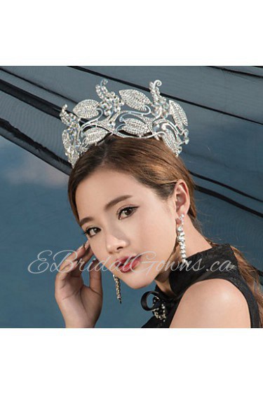 Luxury Women's Rhinestone Wedding Bridal Tiaras Earring Set Silver Party Headpiece HG2306