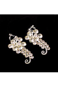 Luxury Women's Rhinestone Wedding Bridal Tiaras Earring Set Silver Party Headpiece HG2306