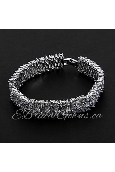 Women's Tennis Bracelet Platinum Cubic Zirconia