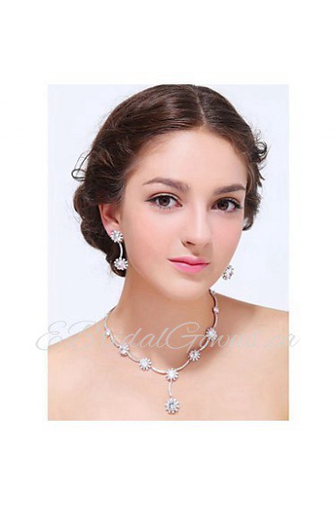 Women's Silver Alloy Crystal Rhinestone Cubic Zirconia Jewelry Set