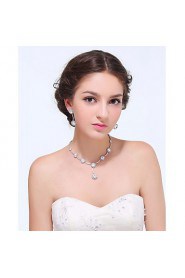 Women's Silver Alloy Crystal Rhinestone Cubic Zirconia Jewelry Set