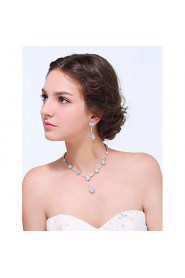 Women's Silver Alloy Crystal Rhinestone Cubic Zirconia Jewelry Set