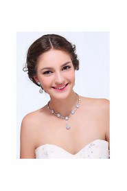 Women's Silver Alloy Crystal Rhinestone Cubic Zirconia Jewelry Set