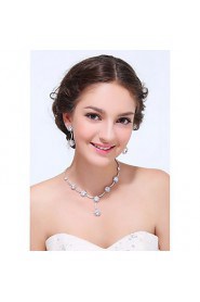 Women's Silver Alloy Crystal Rhinestone Cubic Zirconia Jewelry Set