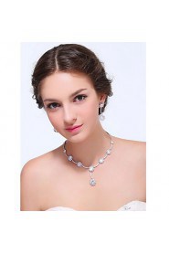 Women's Silver Alloy Crystal Rhinestone Cubic Zirconia Jewelry Set