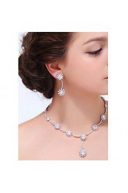 Women's Silver Alloy Crystal Rhinestone Cubic Zirconia Jewelry Set