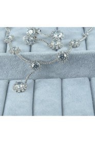 Women's Silver Alloy Crystal Rhinestone Cubic Zirconia Jewelry Set