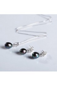 Jewelry Set Women's Special Occasion Jewelry Sets Sterling Silver Pearl Necklaces / Earrings Silver