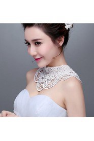 Korean Style Lace beading/Titanium Wedding/Party Necklace with Imitation Pearls