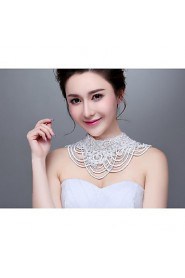 Korean Style Lace beading/Titanium Wedding/Party Necklace with Imitation Pearls