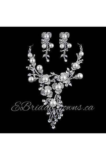 Jewelry Set Women's Wedding / Special Occasion Jewelry Sets Imitation Pearl / Rhinestone Necklaces / Earrings Silver