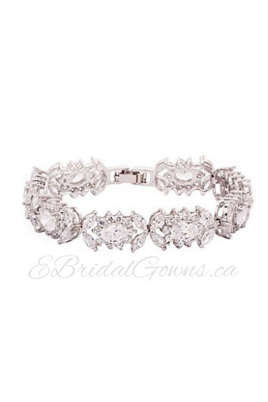 Fashionable Alloy Plating Platinum With Crystal/Cubic Zirconia Women's Bracelet