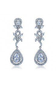 Brass With Cubic Zirconia Drop Earrings (More Colors)