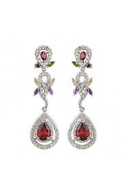 Brass With Cubic Zirconia Drop Earrings (More Colors)