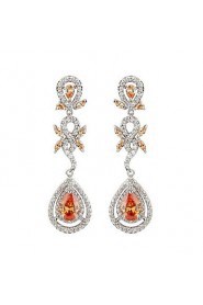 Brass With Cubic Zirconia Drop Earrings (More Colors)