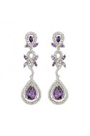 Brass With Cubic Zirconia Drop Earrings (More Colors)