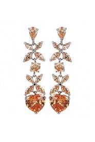 Brass With Cubic Zirconia Drop Earrings (More Colors)