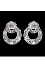 Silver Alloy With Cubic Zirconia Wedding Earrings