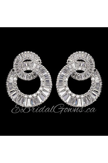 Silver Alloy With Cubic Zirconia Wedding Earrings