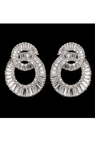 Silver Alloy With Cubic Zirconia Wedding Earrings