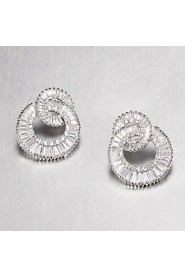 Silver Alloy With Cubic Zirconia Wedding Earrings