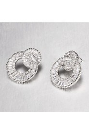 Silver Alloy With Cubic Zirconia Wedding Earrings