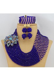 Royal Blue African Beads Jewelry Set Fashion Rhinestone Flower Nigerian Wedding Beads Jewelry Set