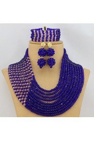 Royal Blue African Beads Jewelry Set Fashion Rhinestone Flower Nigerian Wedding Beads Jewelry Set