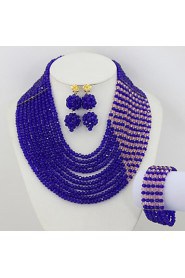 Royal Blue African Beads Jewelry Set Fashion Rhinestone Flower Nigerian Wedding Beads Jewelry Set