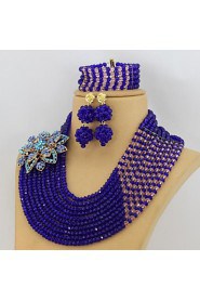 Royal Blue African Beads Jewelry Set Fashion Rhinestone Flower Nigerian Wedding Beads Jewelry Set