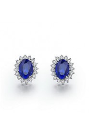 1.5 Carat Sapphire 925 Silver White Gold Plated SONA Diamond Stud Earring For Women jewelry