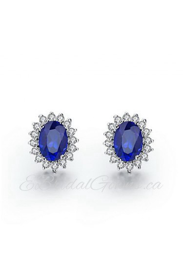 1.5 Carat Sapphire 925 Silver White Gold Plated SONA Diamond Stud Earring For Women jewelry