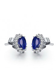 1.5 Carat Sapphire 925 Silver White Gold Plated SONA Diamond Stud Earring For Women jewelry