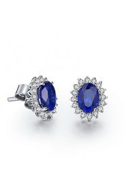 1.5 Carat Sapphire 925 Silver White Gold Plated SONA Diamond Stud Earring For Women jewelry