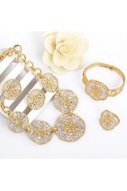 WesternRain Gold Plated 24k Hollow out Classic Bridal Necklace Jewelry Set