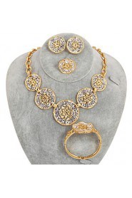 WesternRain Gold Plated 24k Hollow out Classic Bridal Necklace Jewelry Set