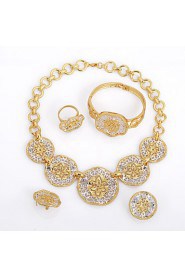 WesternRain Gold Plated 24k Hollow out Classic Bridal Necklace Jewelry Set