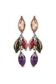 Brass With Cubic Zirconia Drop Earrings (More Colors)