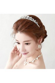 Hot sale Imitation Pearl/Rhinestones Titanium Jewelry Sets/Necklace with Earrings with Tiara