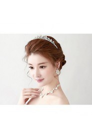 Hot sale Imitation Pearl/Rhinestones Titanium Jewelry Sets/Necklace with Earrings with Tiara