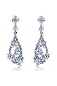 Brass With Cubic Zirconia Drop Earrings(More Colors)