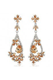 Brass With Cubic Zirconia Drop Earrings(More Colors)