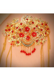 Bride's Flower Shape Tassel Rhinestone Forehead Wedding Hair Accessories 1 PC