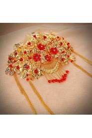 Bride's Flower Shape Tassel Rhinestone Forehead Wedding Hair Accessories 1 PC