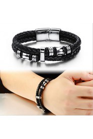 Titanium Leather Bracelet 18.5CM/20.5CM/22CM